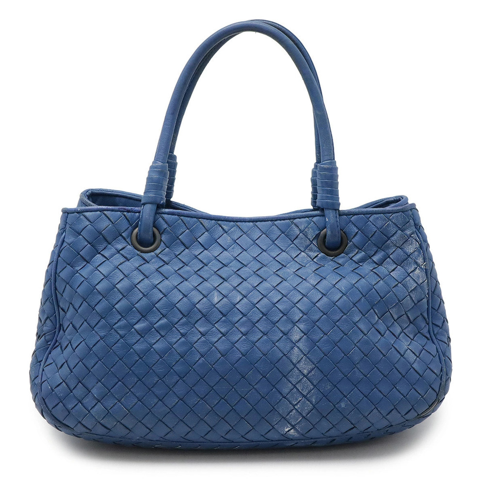 BOTTEGA VENETA Intrecciato Satchel Handbag Leather Blue
